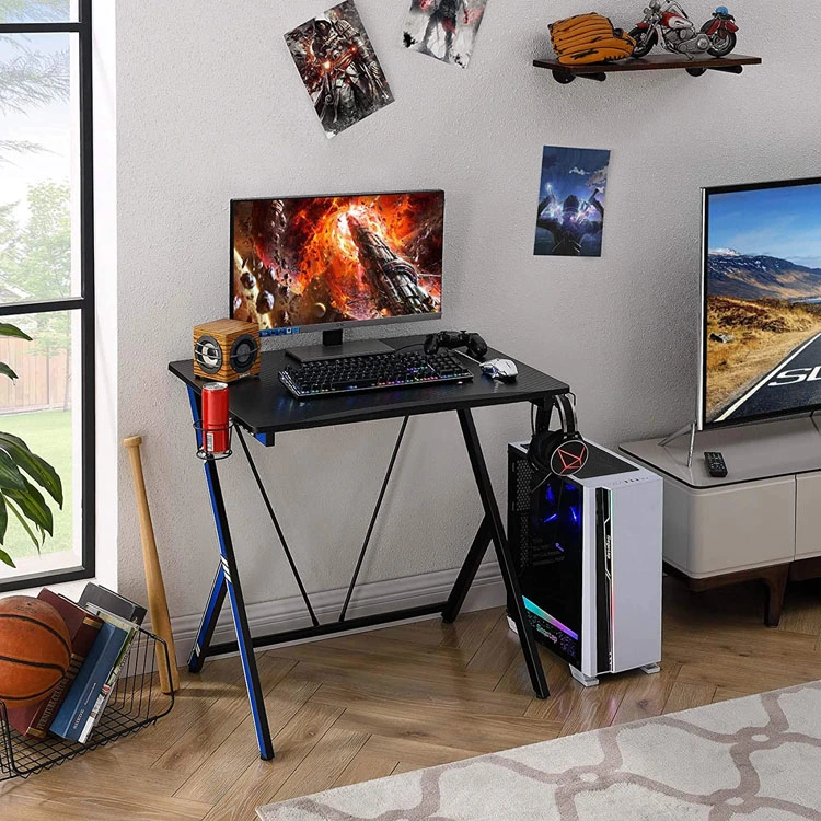 Z Shaped Home Office PC Computer Table Ergonomic Gaming Desk with Headphone Hook