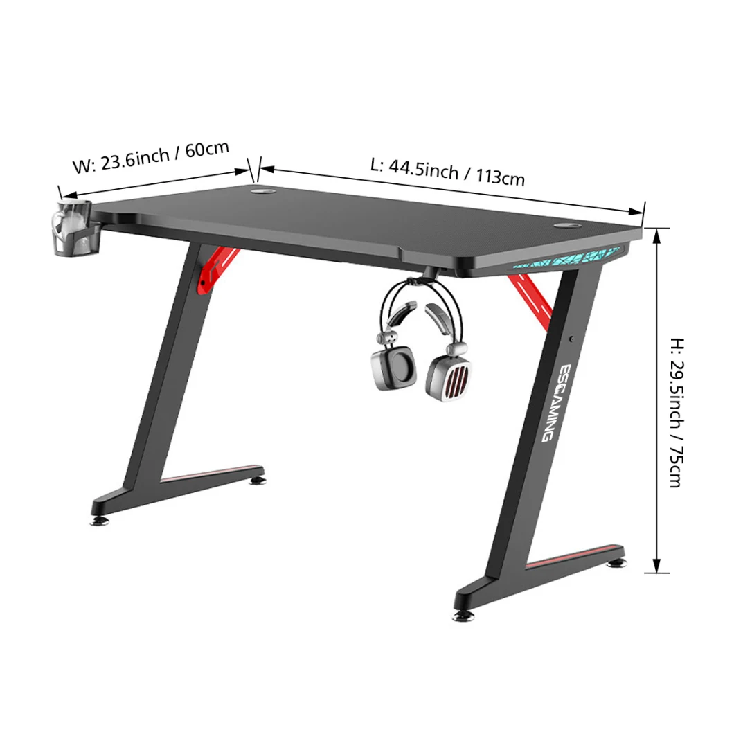 New Design RGB LED Light Gamer Desk Table RGB 2020 Gaming Desk PC Computer Desk with 1200mm MDF Desktop