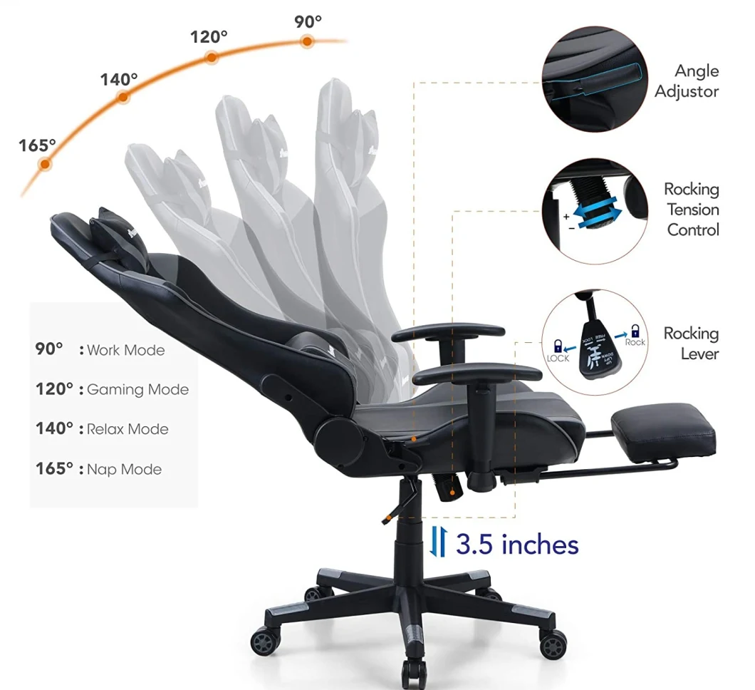 Footrest Gaming Chair Adjustable Swirl Reclining Chair Office Working Chair Home Decoration Seating